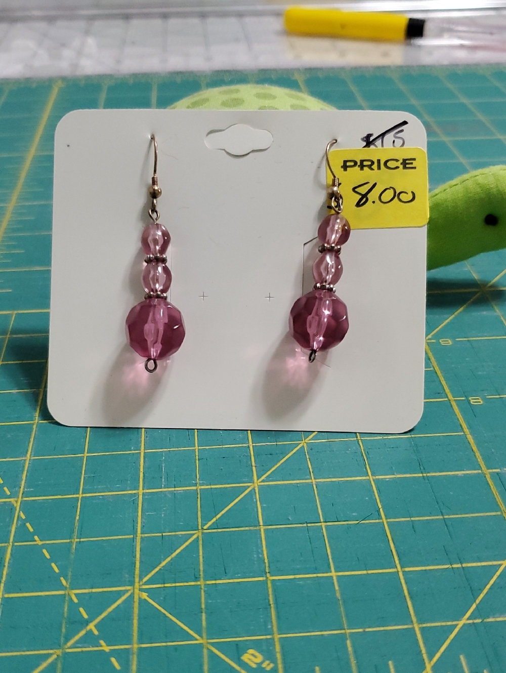 Feminine Rose Pink Beaded Drop Earrings